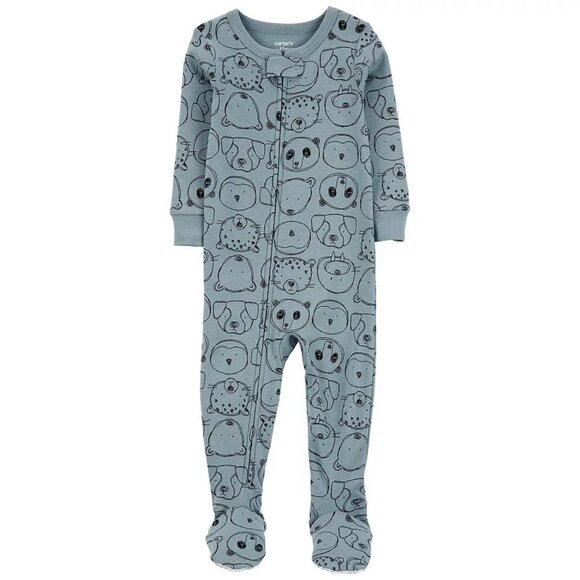 Carter's Toddler Boys Animal Print One-Piece Footed Pajamas Size 4T Snug Fit - Picture 1 of 5